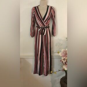 NWOT No Boundaries Multicolor Striped Pants Jumpsuit Jumper. Size XS 1